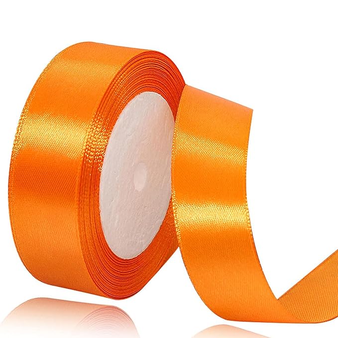 Lalantopparties 1 inch Satin Ribbon Rolls 10 Mt Each Roll for Balloons Decoration, Gift Wrapping & School Craft (Pack of 1) Orange)